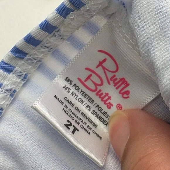 NWT Ruffle Butts Seersucker two piece with bow and skirted bikini size 2t - Picture 7 of 7